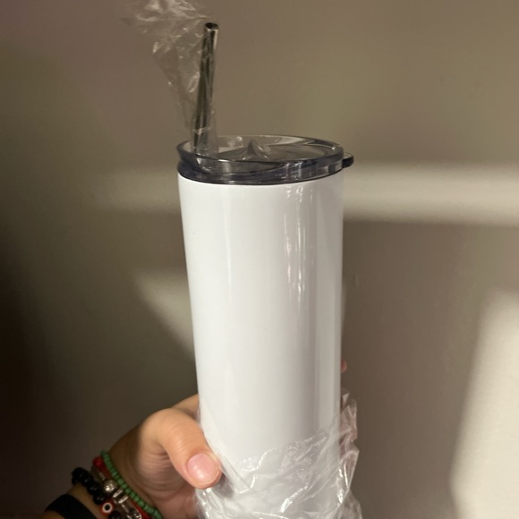 White Insulated Tumbler with Straw - Picture 2 of 2